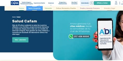 cafam citas medicas whatsapp|Medios de Contacto